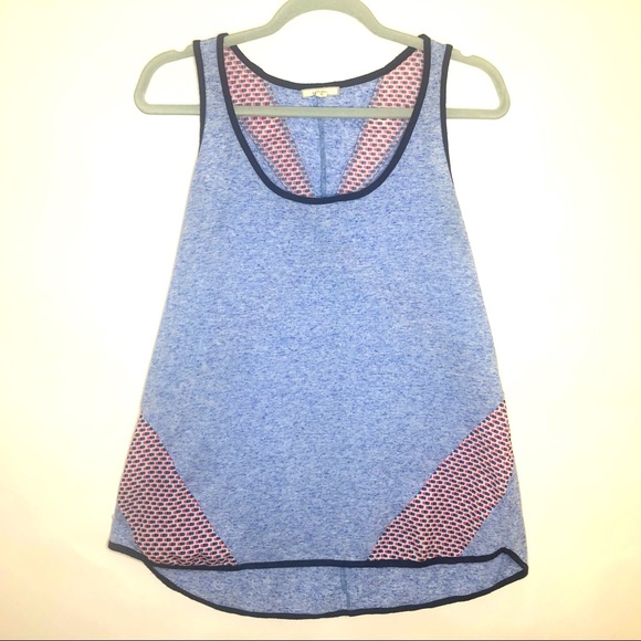 PLEIONY sleeveless tank top blue with blocks of polka dots M - Picture 1 of 10